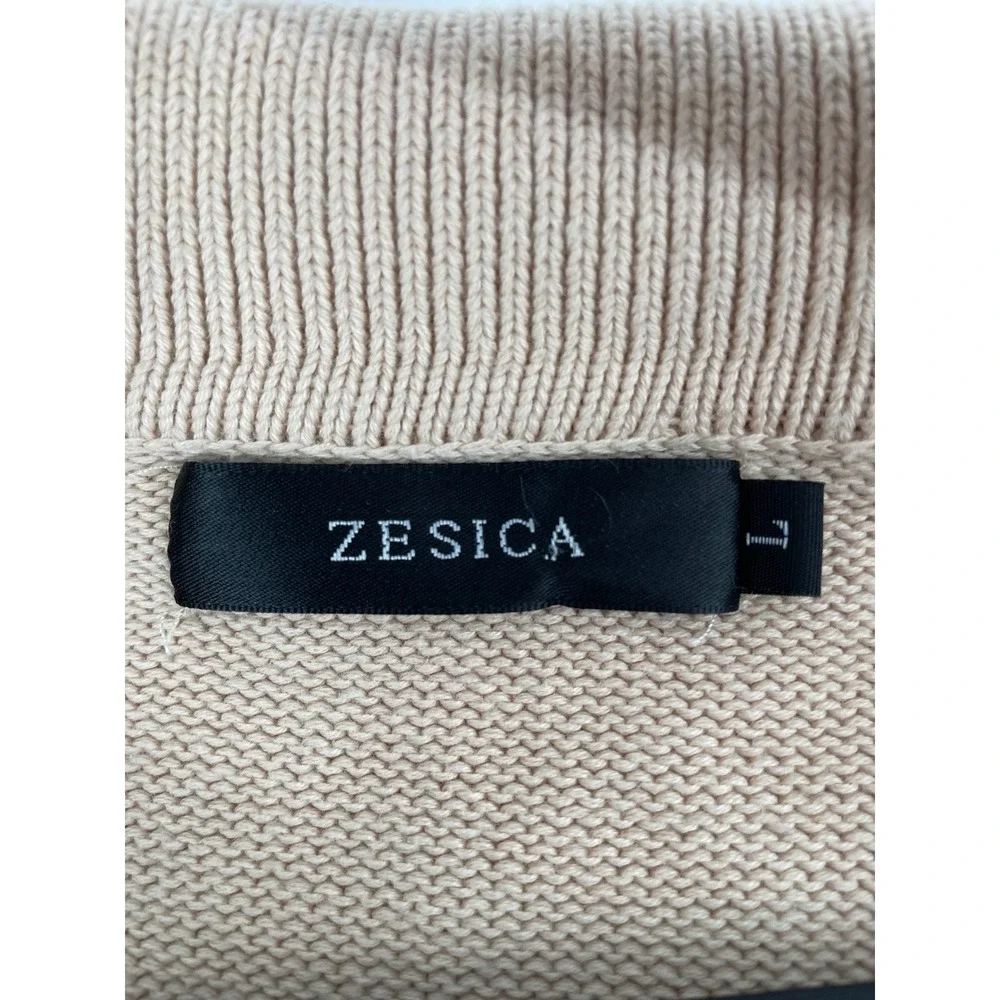 Zesica Nautical Sweater Womens Large‎ Tan White Coastal Preppy Long Sleeve